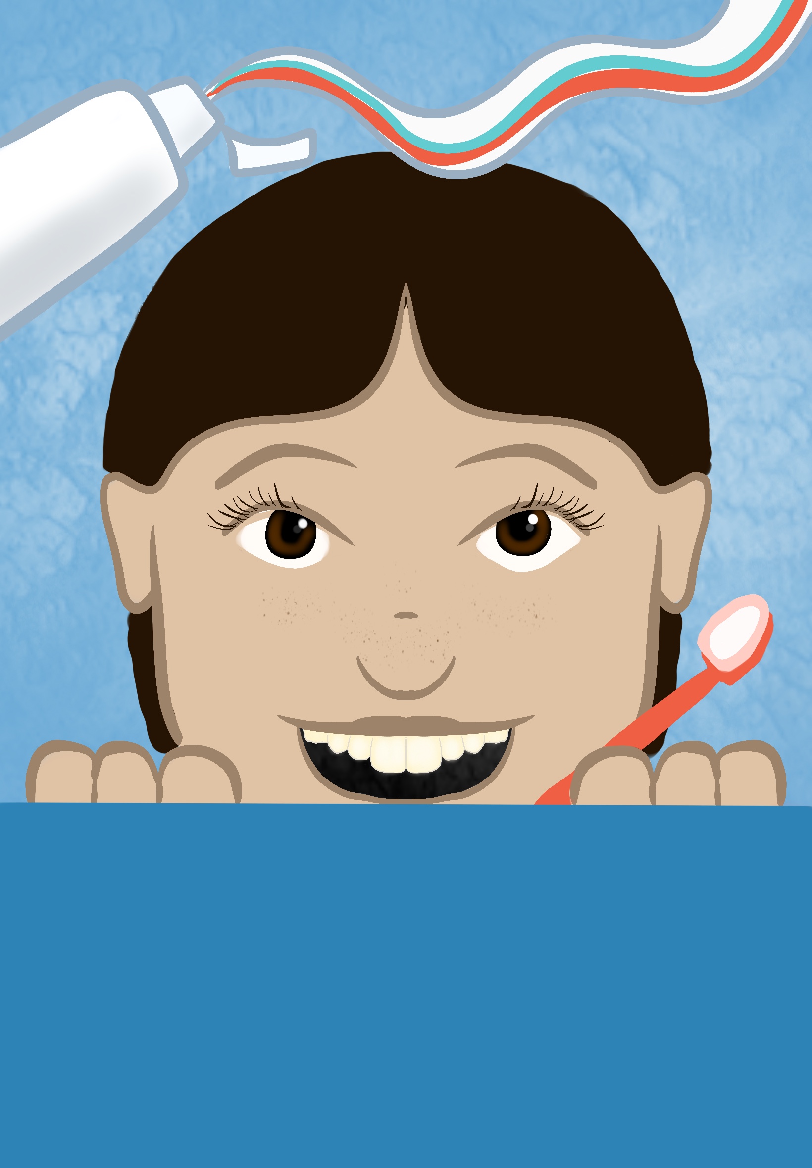jeune fille avec brosse à dent